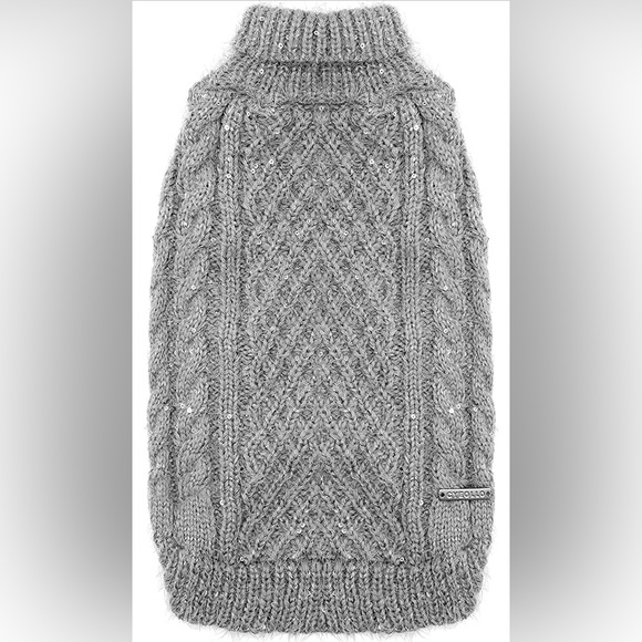 Pullover Knitted Classic Dog Sweater w/ Sequin Turtleneck for Sm/Med Breed NEW - Picture 1 of 11
